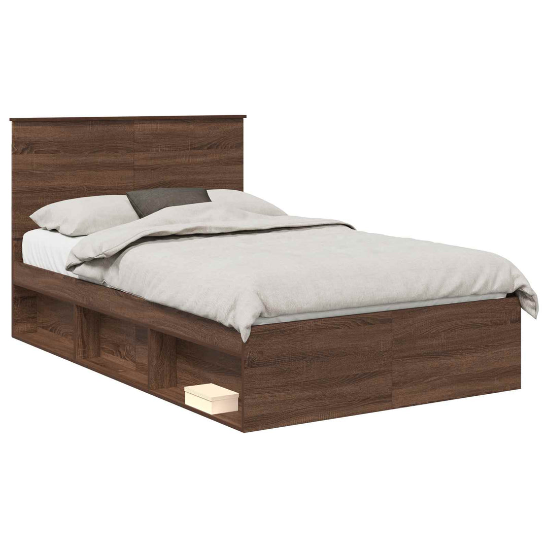 Sengestel med hovedgærde Brun eg 120 x 190 cm Massiv fyrretræ
