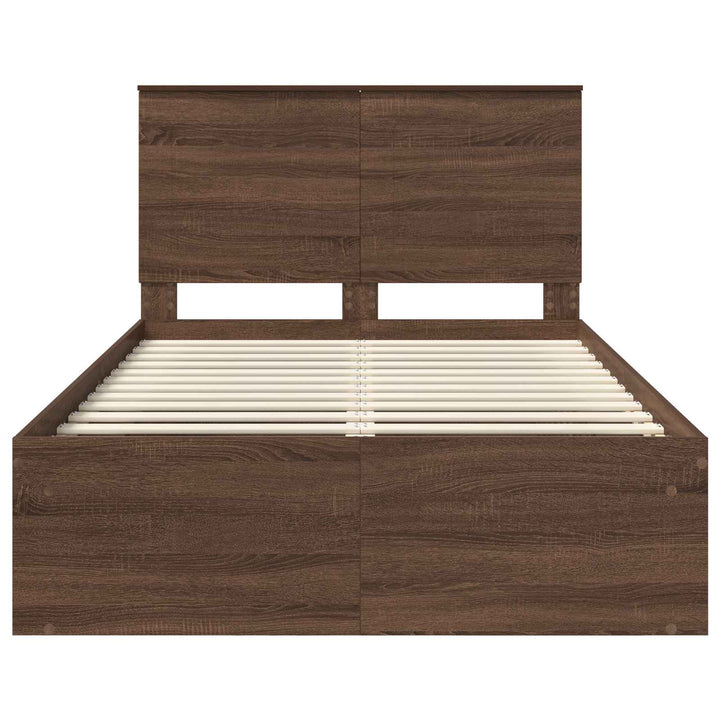 Sengestel med hovedgærde Brun eg 120 x 190 cm Massiv fyrretræ