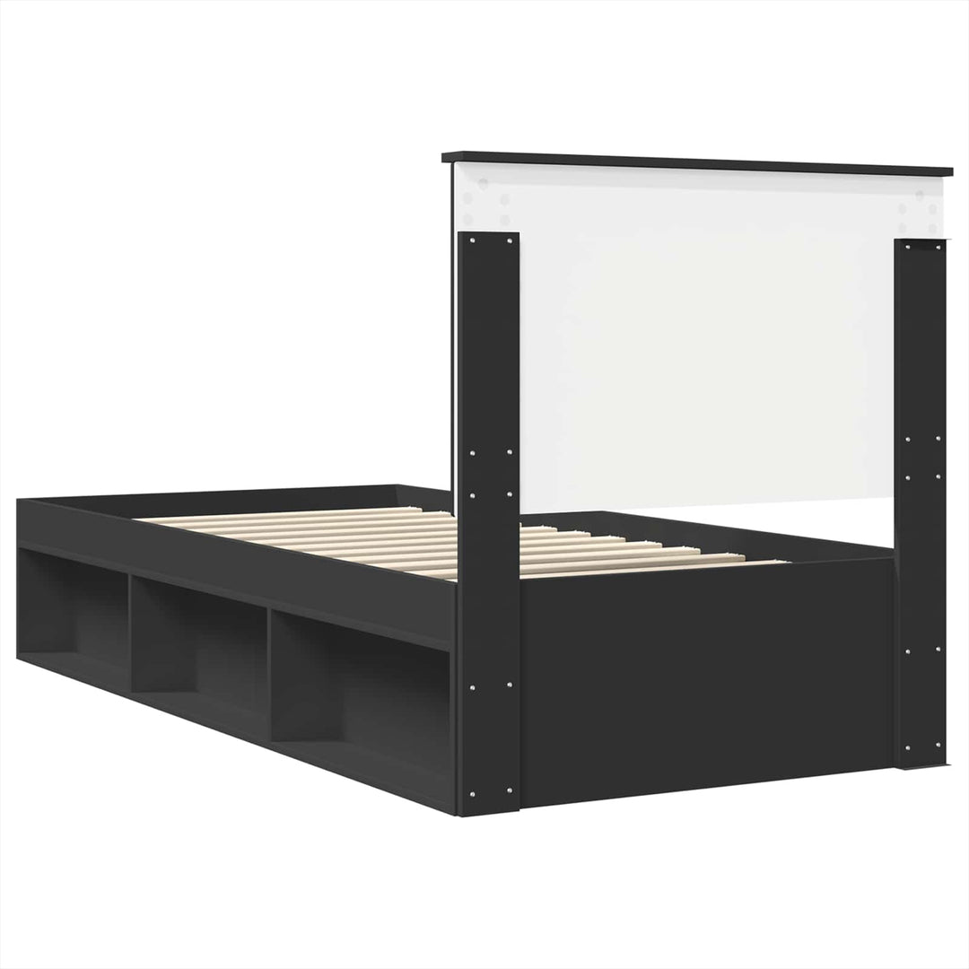 Sengestel med hovedgærde Sort 100 x 200 cm Massiv fyrretræ