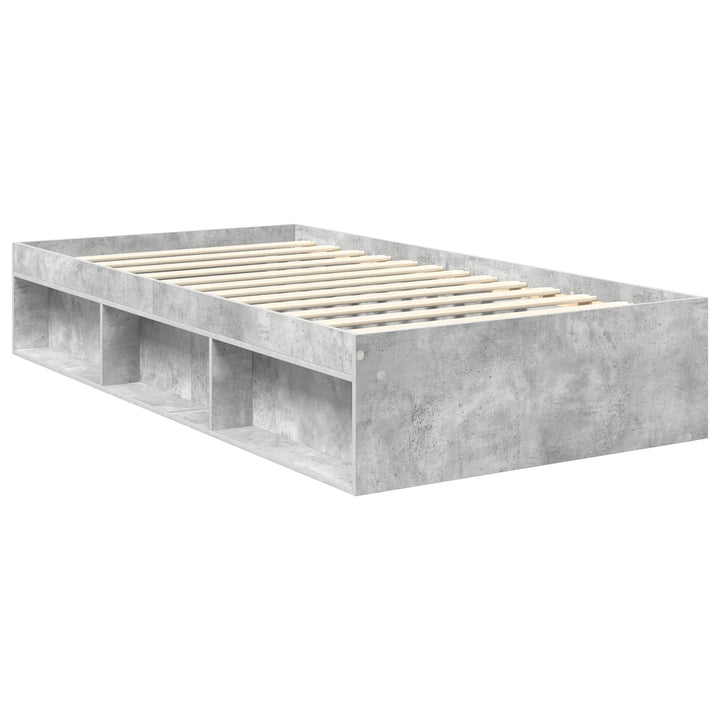Sengestel med hovedgærde Beton Grå 100 x 200 cm Massiv fyrretræ