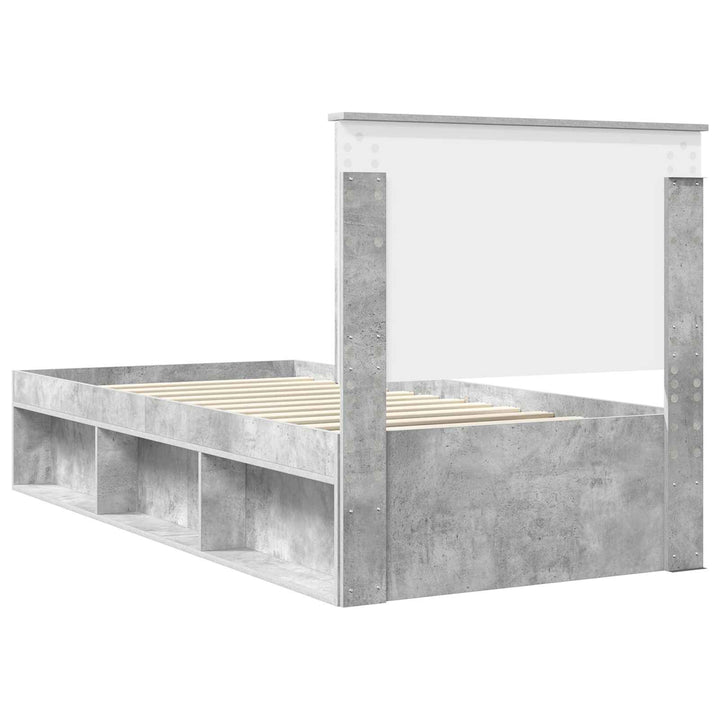 Sengestel med hovedgærde Beton Grå 100 x 200 cm Massiv fyrretræ