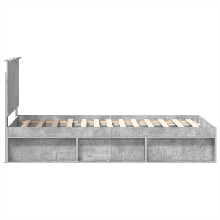 Sengestel med hovedgærde Beton Grå 100 x 200 cm Massiv fyrretræ