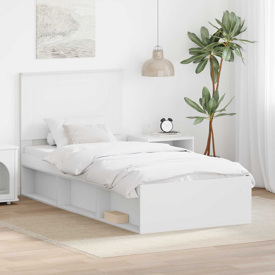 Sengestel med hovedgærde Hvid 90 x 190 cm Massiv fyrretræ