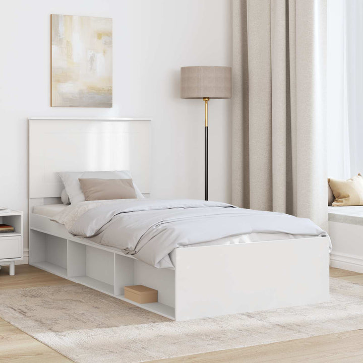 Sengestel med hovedgærde Hvid 90 x 190 cm Massiv fyrretræ