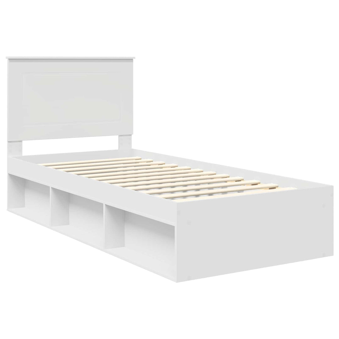 Sengestel med hovedgærde Hvid 90 x 190 cm Massiv fyrretræ