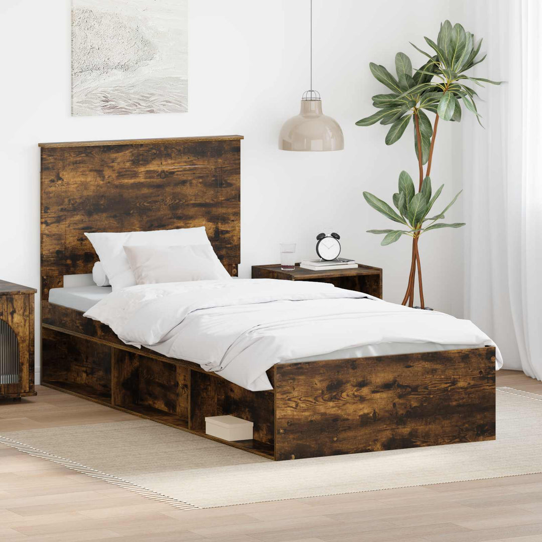 Sengestel med hovedgærde Røget eg 90 x 190 cm Massiv fyrretræ