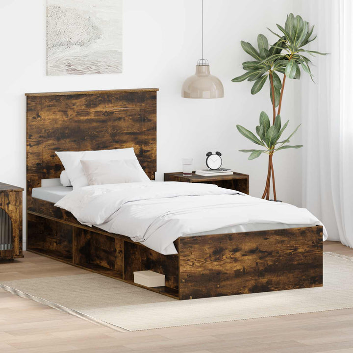Sengestel med hovedgærde Røget eg 90 x 190 cm Massiv fyrretræ