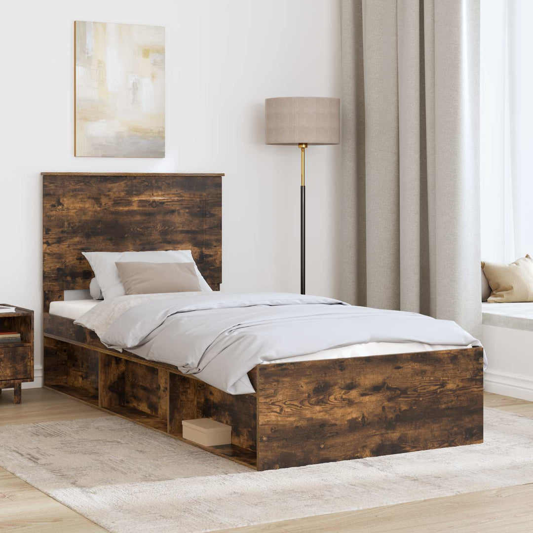 Sengestel med hovedgærde Røget eg 90 x 190 cm Massiv fyrretræ