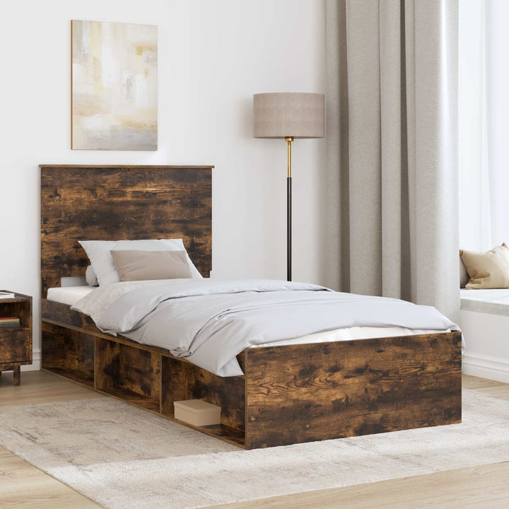 Sengestel med hovedgærde Røget eg 90 x 190 cm Massiv fyrretræ