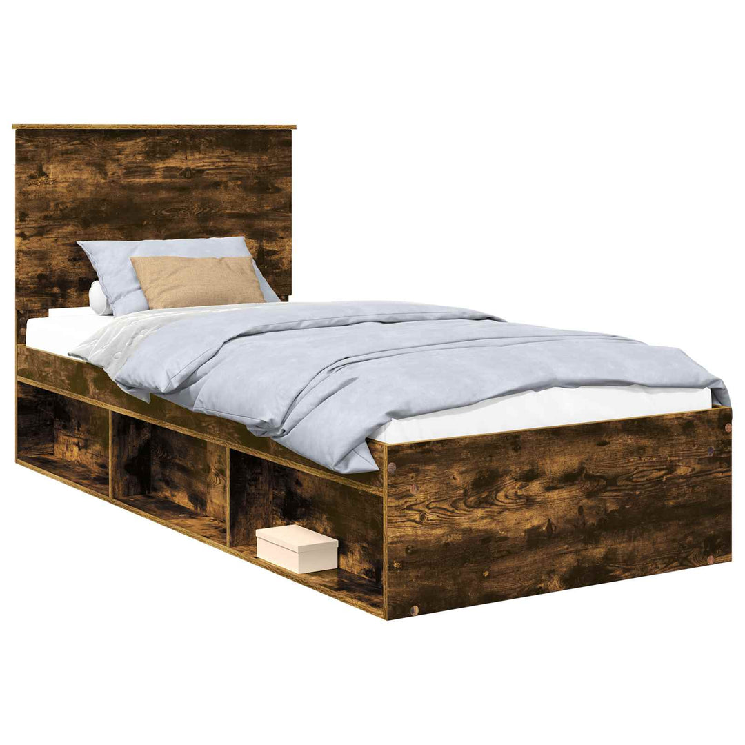 Sengestel med hovedgærde Røget eg 90 x 190 cm Massiv fyrretræ