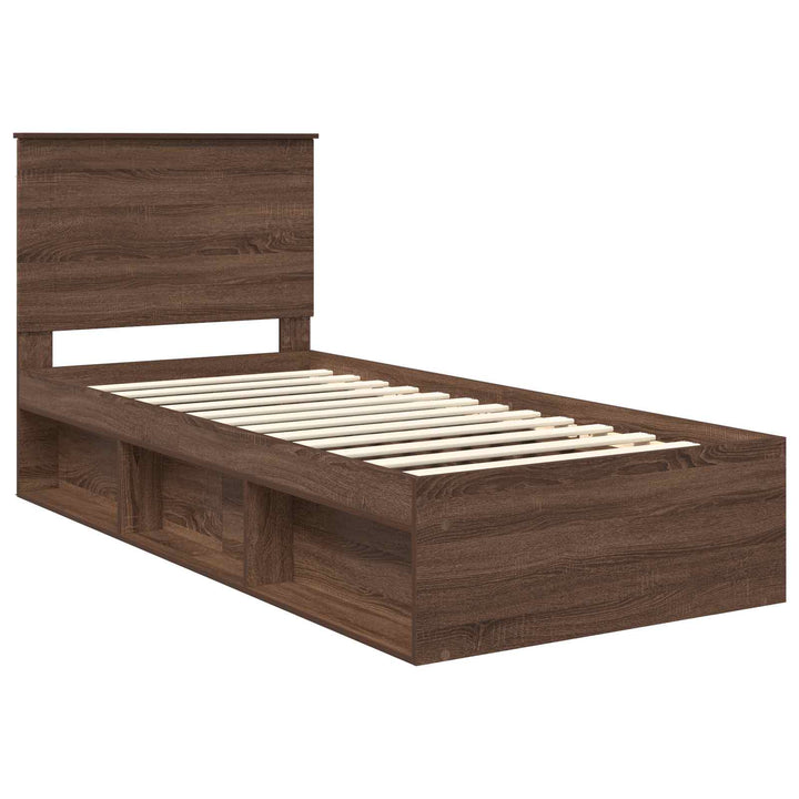 Sengestel med hovedgærde Brun eg 90 x 190 cm Massiv fyrretræ