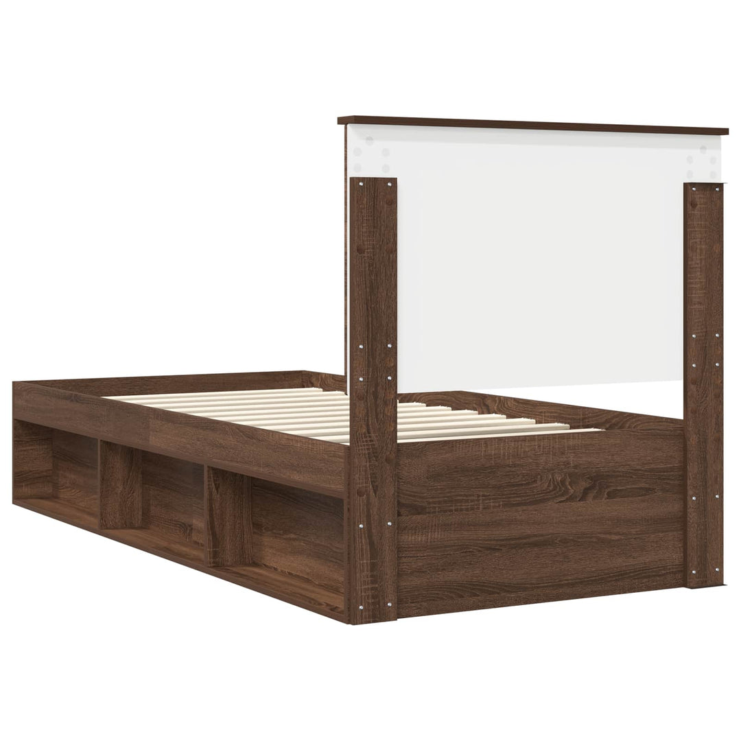 Sengestel med hovedgærde Brun eg 90 x 190 cm Massiv fyrretræ