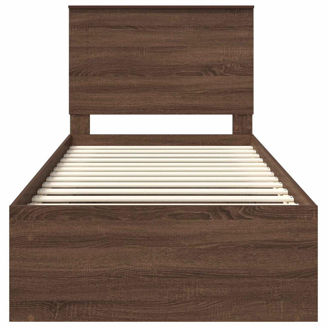 Sengestel med hovedgærde Brun eg 90 x 190 cm Massiv fyrretræ