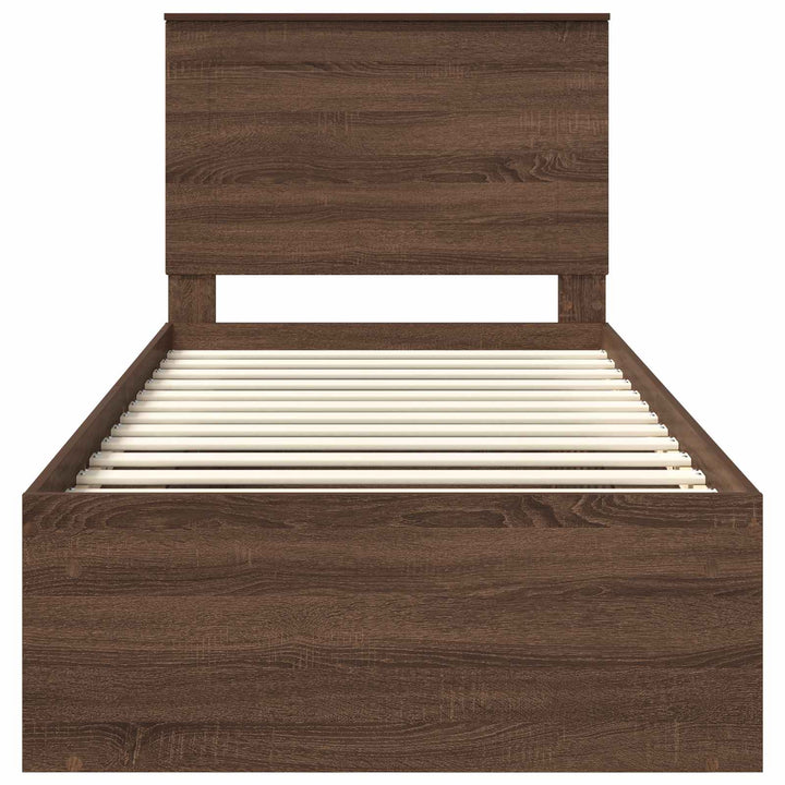 Sengestel med hovedgærde Brun eg 90 x 190 cm Massiv fyrretræ