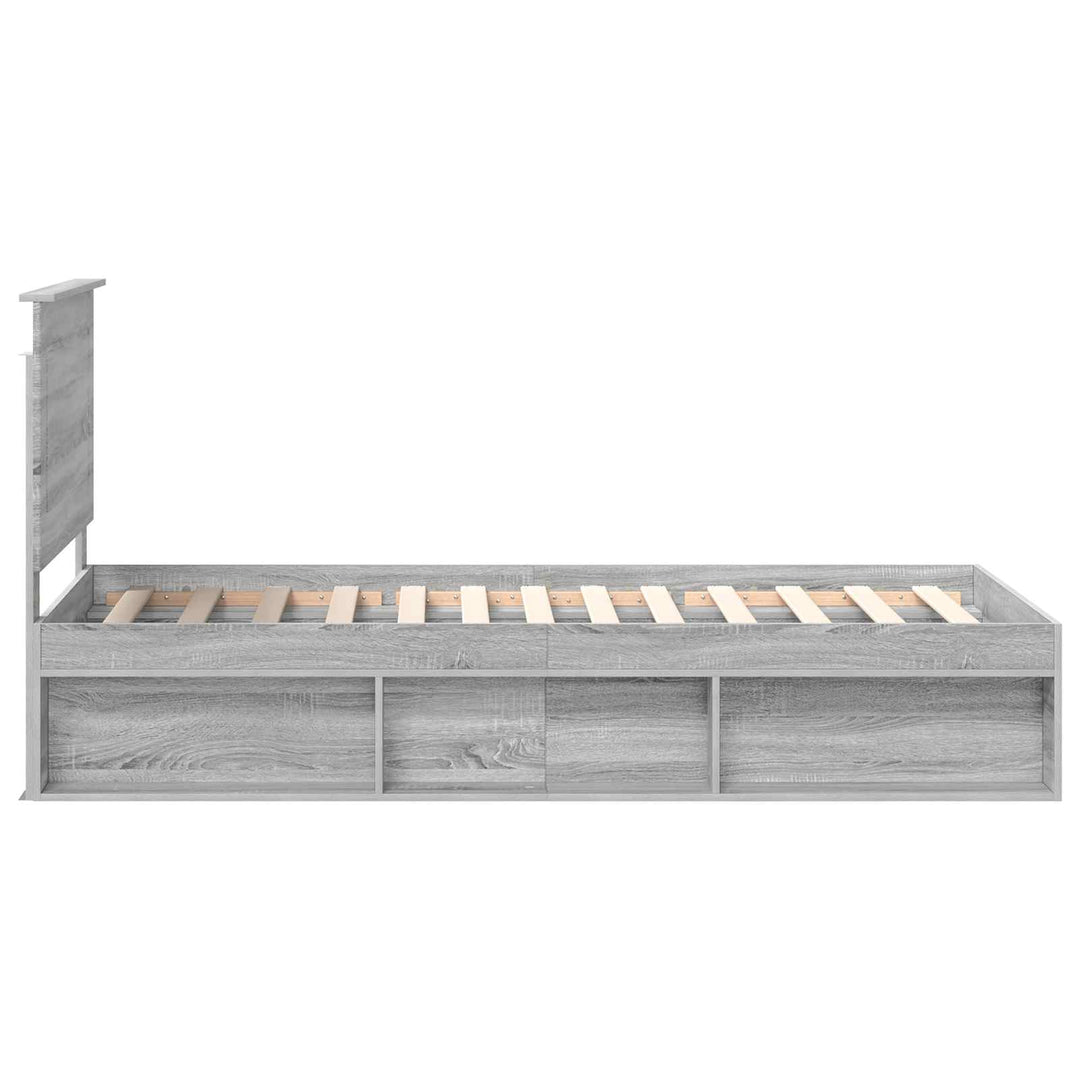 Sengestel med hovedgærde Grå Sonoma 90 x 200 cm Massiv fyrretræ