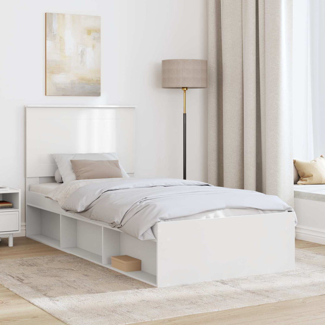 Sengestel med hovedgærde Hvid 75 x 190 cm Massiv fyrretræ