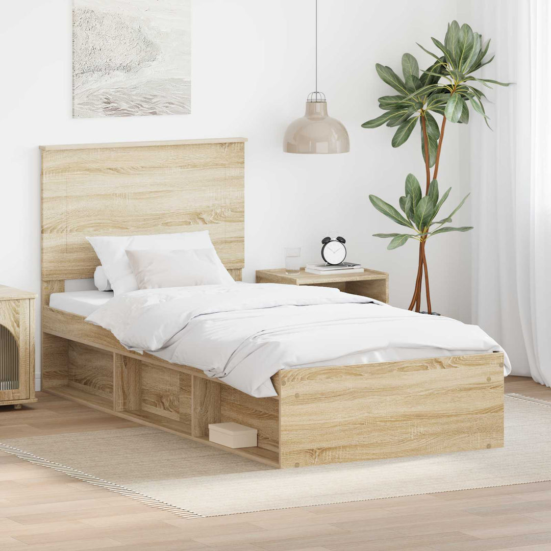 Sengestel med hovedgærde Sonoma eg 75 x 190 cm Massiv fyrretræ