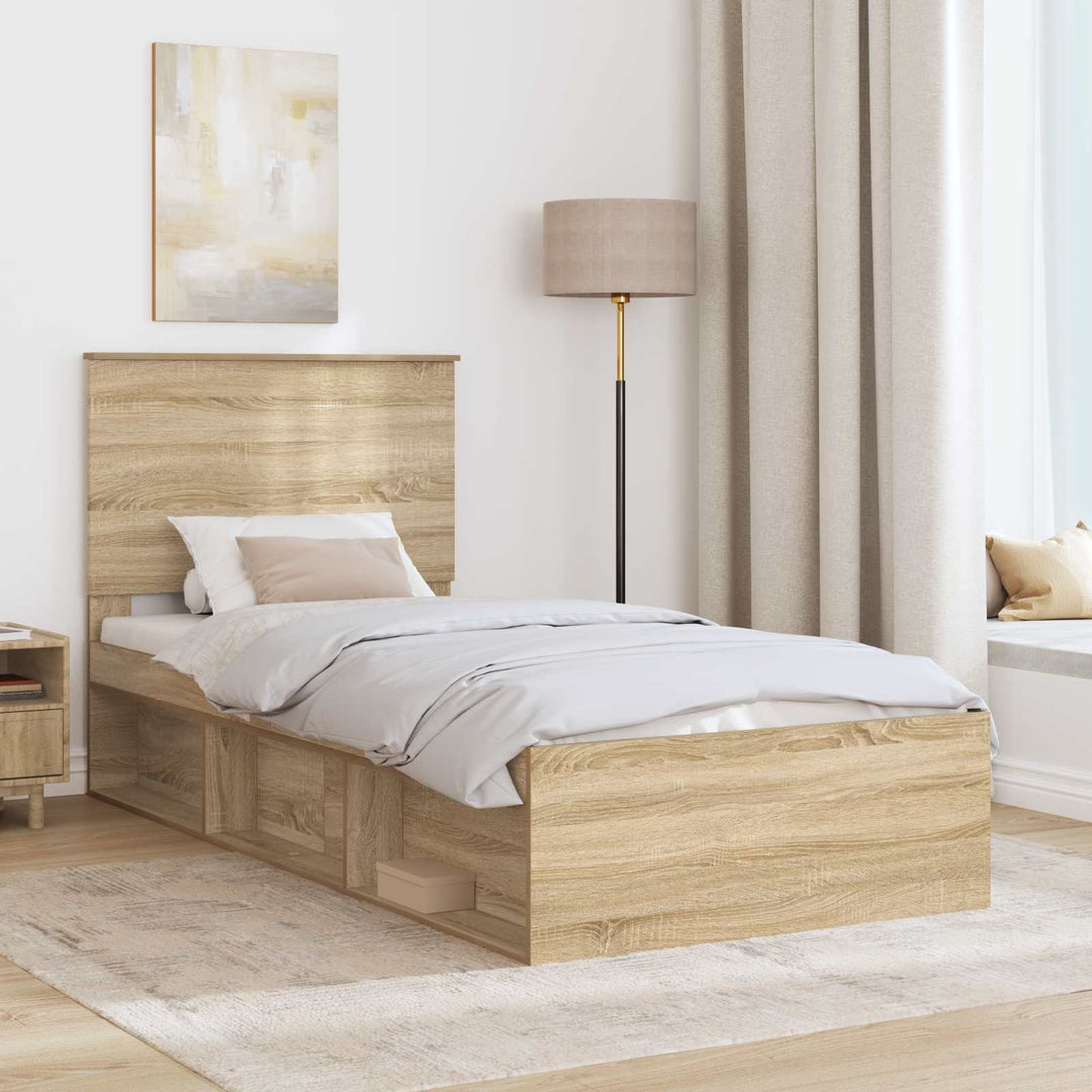 Sengestel med hovedgærde Sonoma eg 75 x 190 cm Massiv fyrretræ
