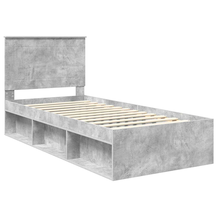 Sengestel med hovedgærde Beton Grå 75 x 190 cm Massiv fyrretræ