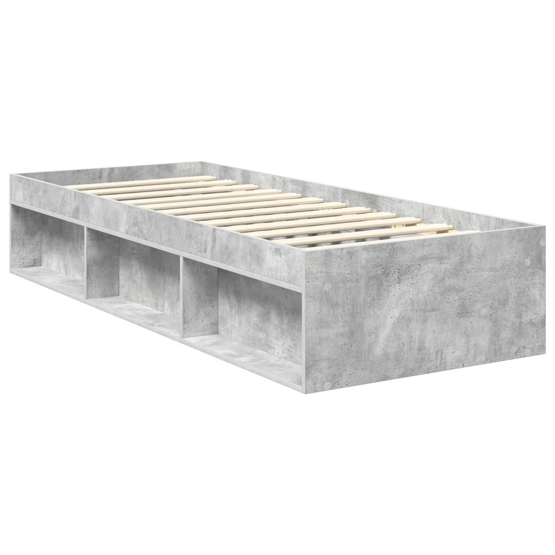 Sengestel med hovedgærde Beton Grå 75 x 190 cm Massiv fyrretræ