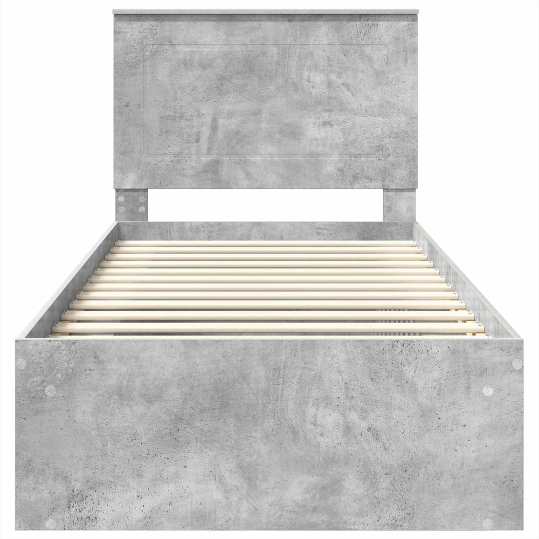 Sengestel med hovedgærde Beton Grå 75 x 190 cm Massiv fyrretræ