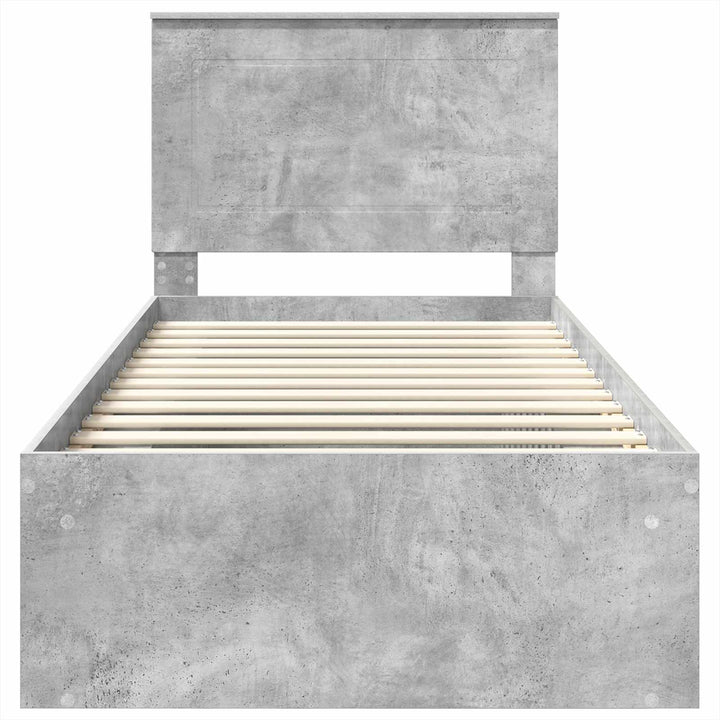 Sengestel med hovedgærde Beton Grå 75 x 190 cm Massiv fyrretræ