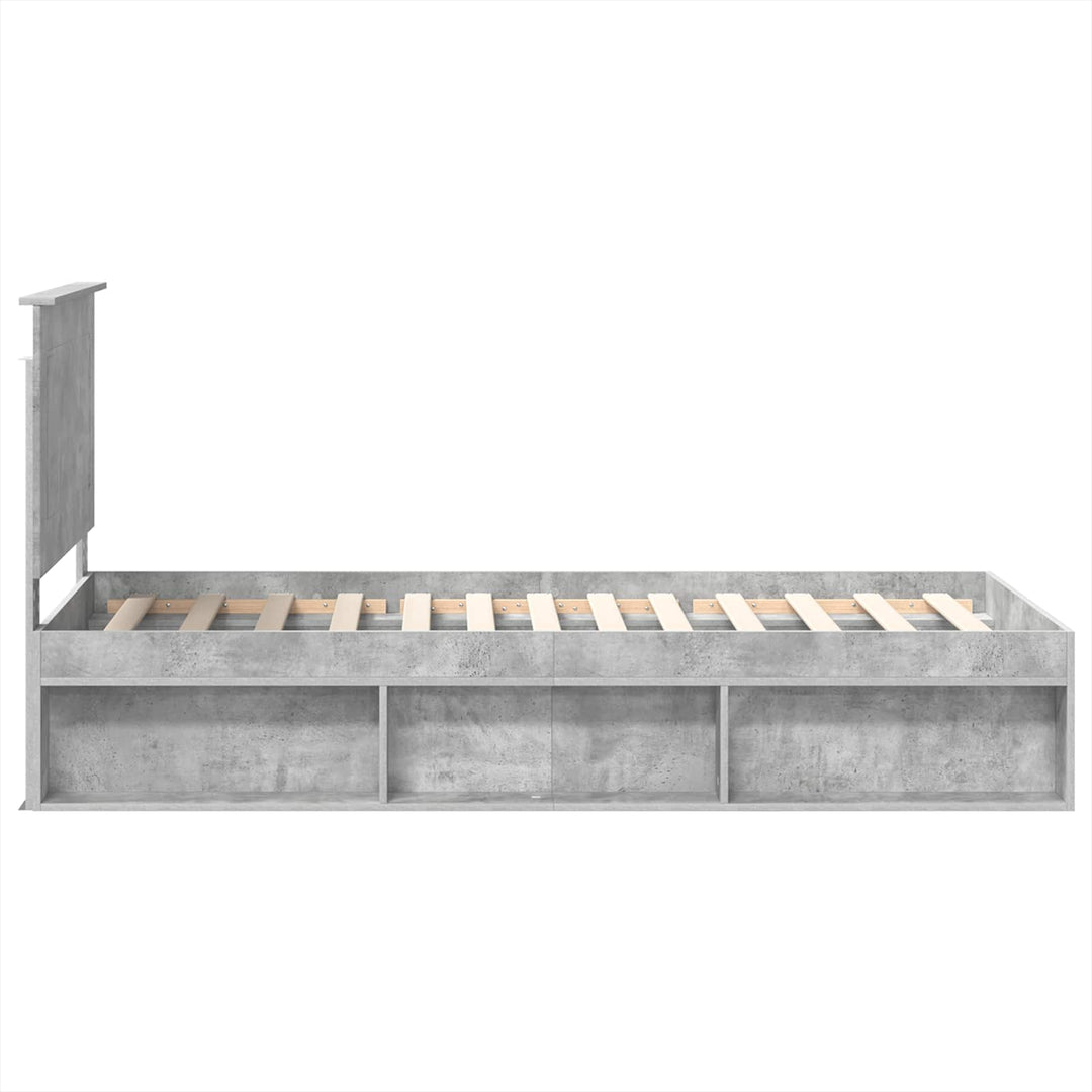 Sengestel med hovedgærde Beton Grå 75 x 190 cm Massiv fyrretræ