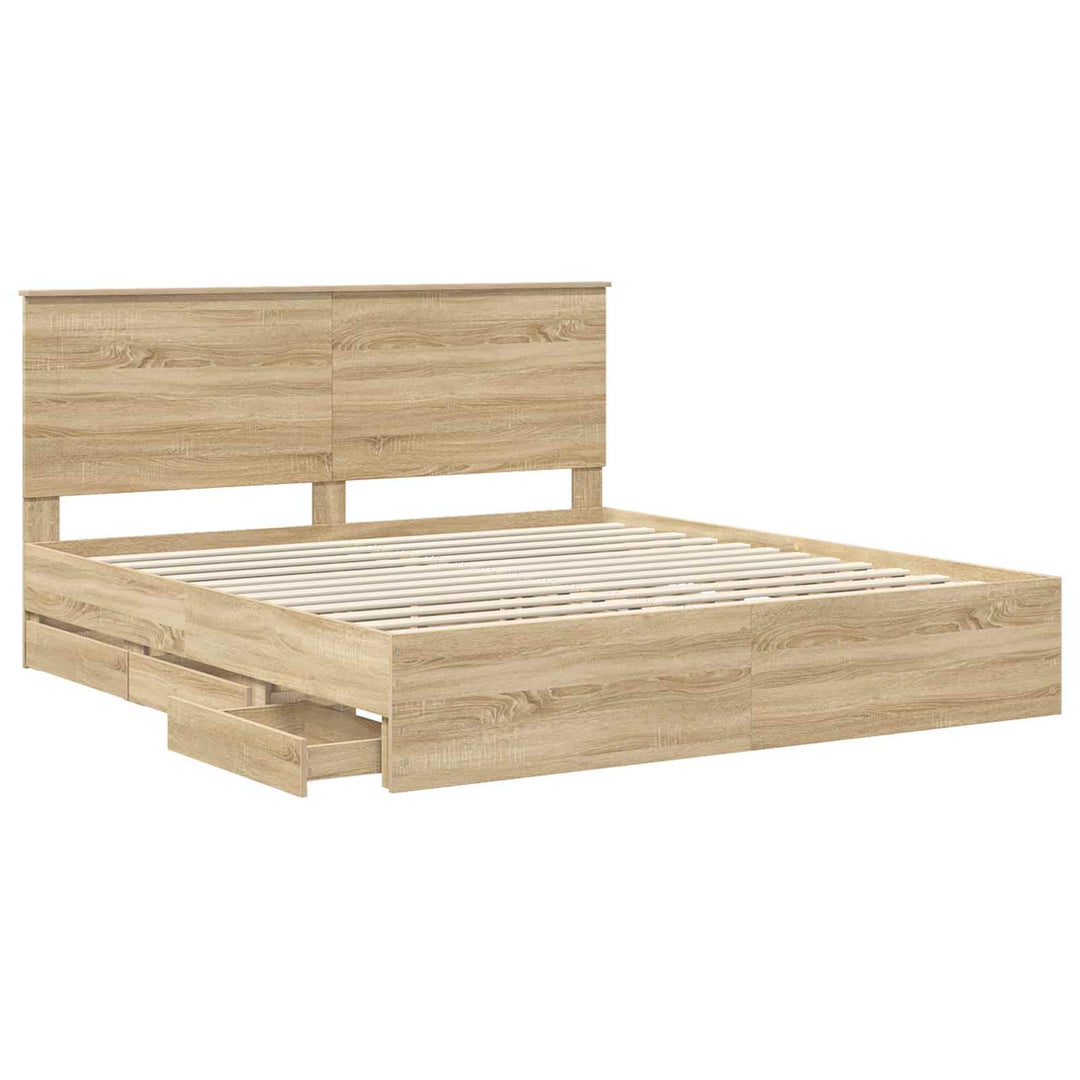 Sengestel med skuffe Sonoma eg 200 x 200 cm Ingeniørtræ