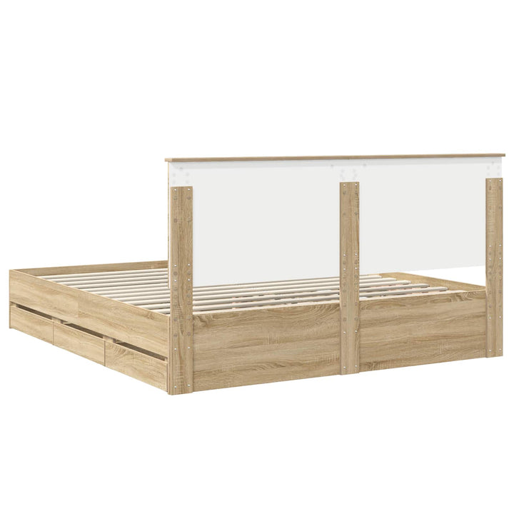 Sengestel med skuffe Sonoma eg 200 x 200 cm Ingeniørtræ