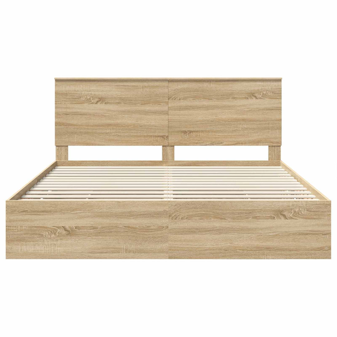 Sengestel med skuffe Sonoma eg 200 x 200 cm Ingeniørtræ