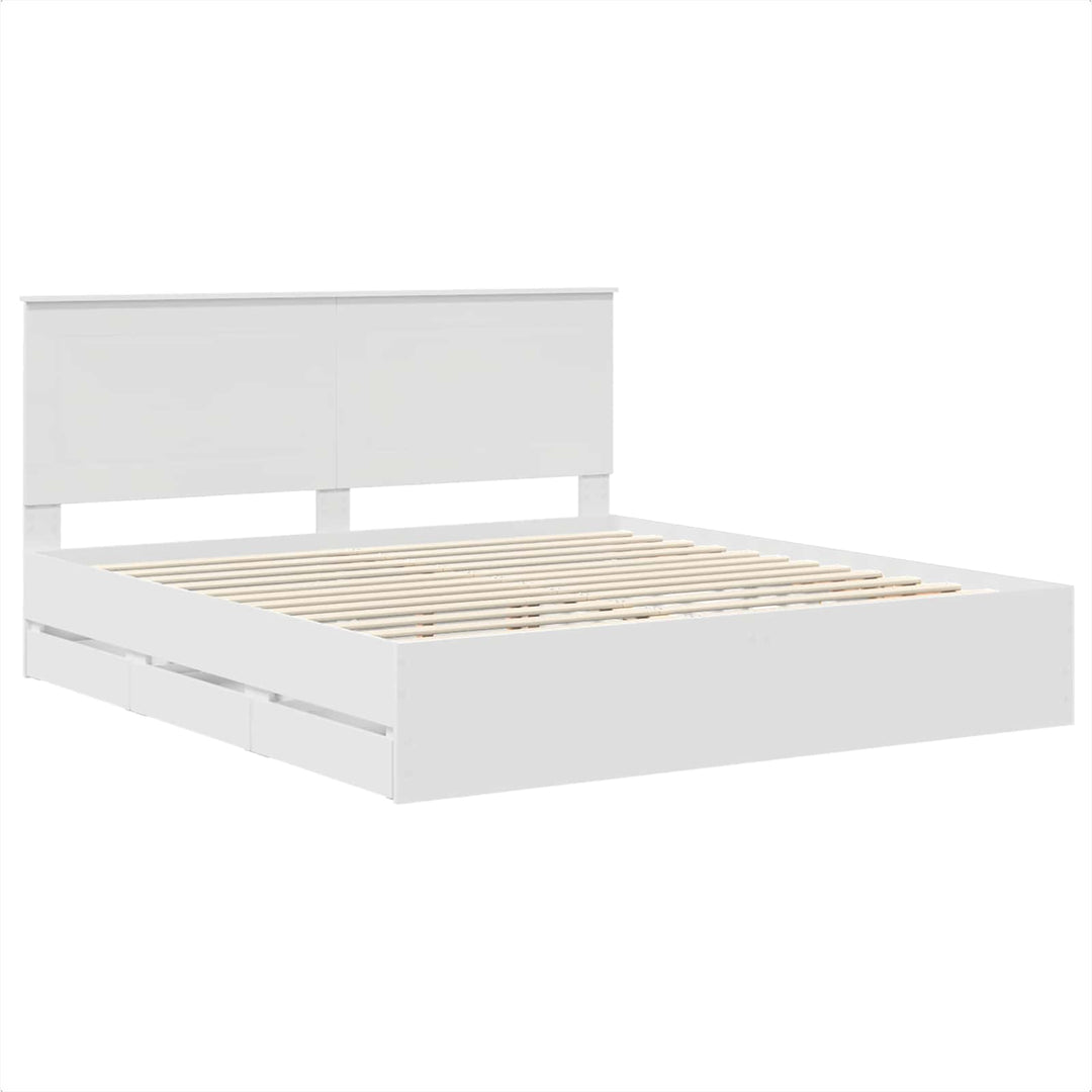 Sengestel med skuffe Hvid 180 x 200 cm Ingeniørtræ