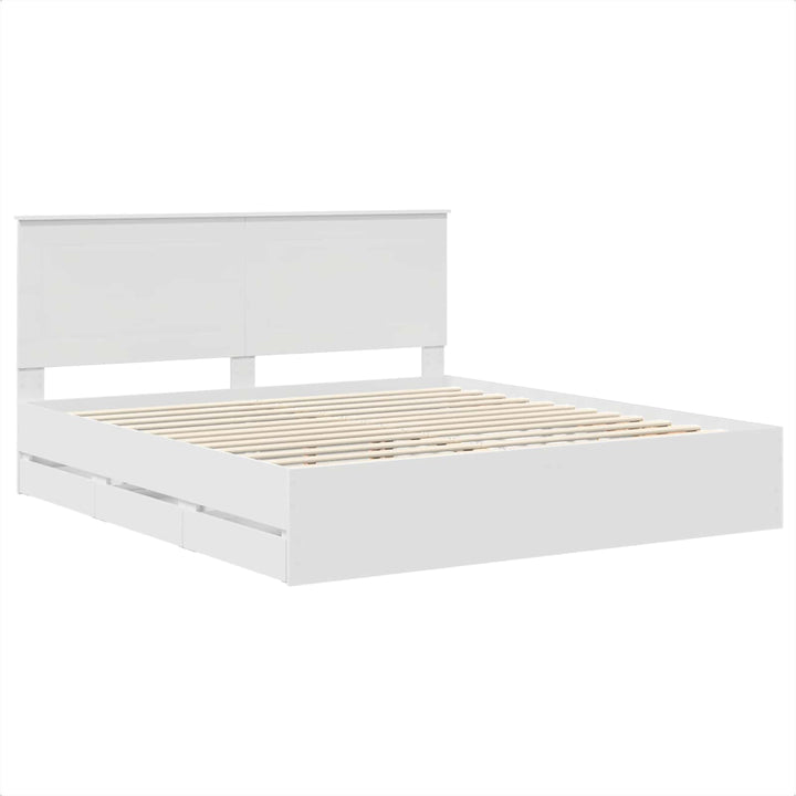 Sengestel med skuffe Hvid 180 x 200 cm Ingeniørtræ