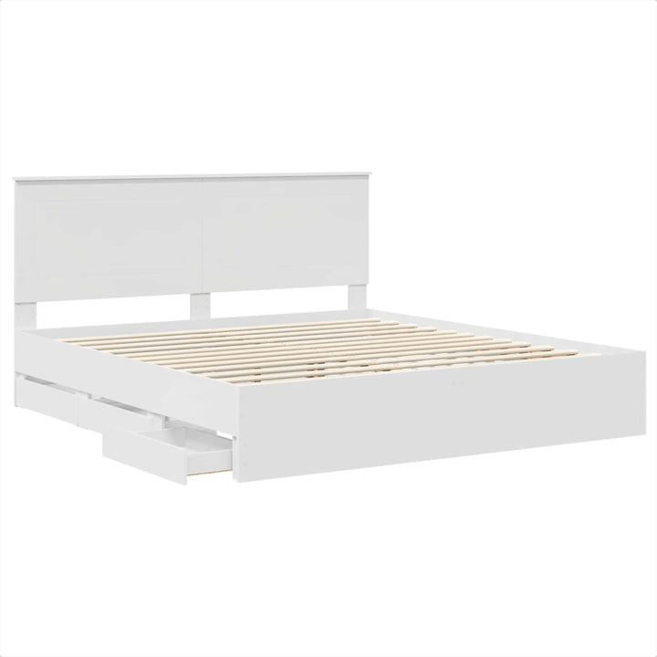 Sengestel med skuffe Hvid 180 x 200 cm Ingeniørtræ