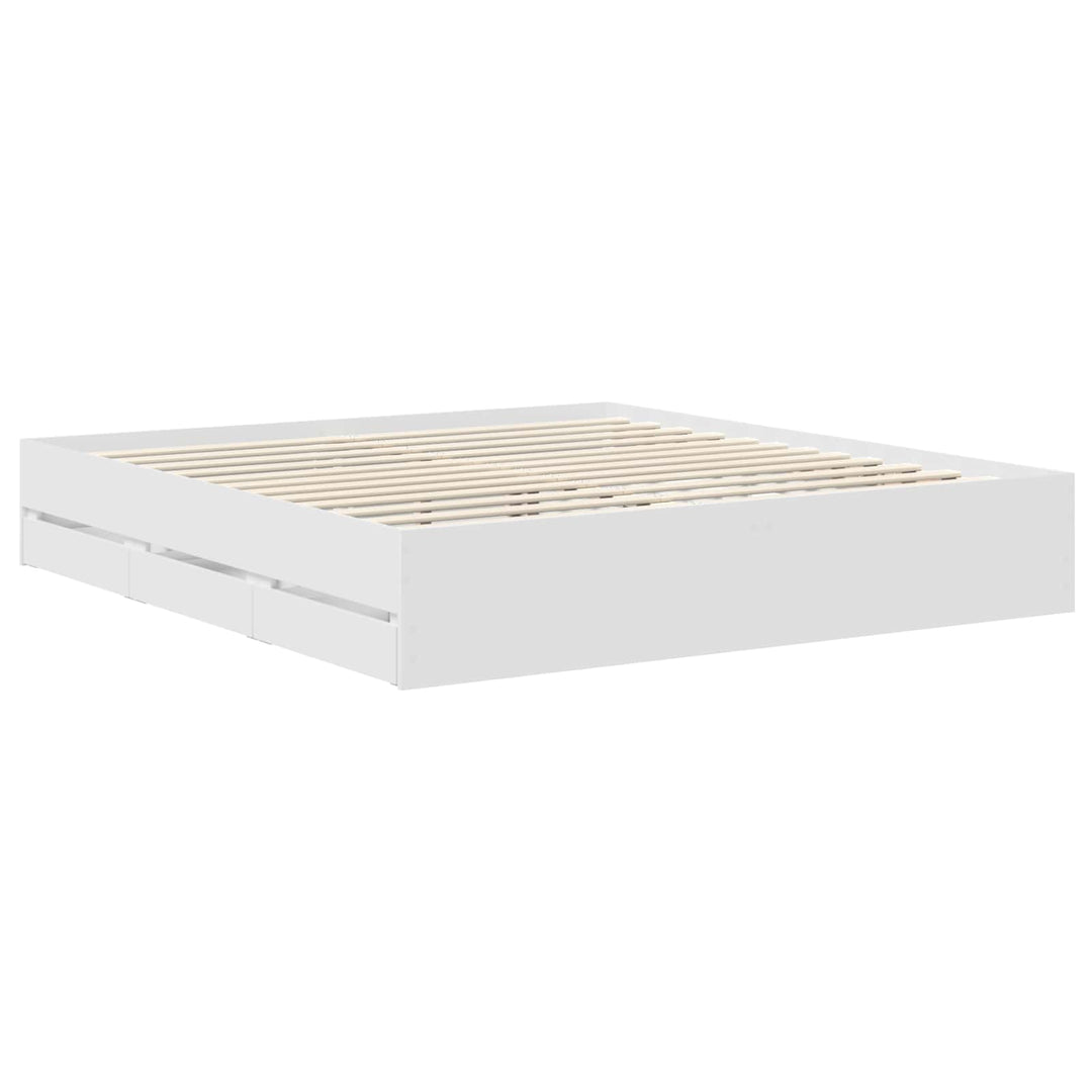 Sengestel med skuffe Hvid 180 x 200 cm Ingeniørtræ