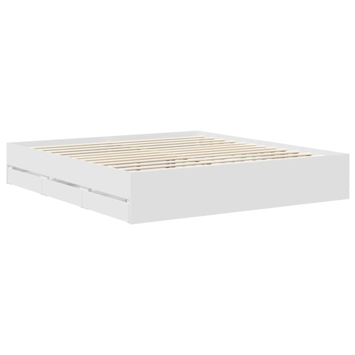 Sengestel med skuffe Hvid 180 x 200 cm Ingeniørtræ