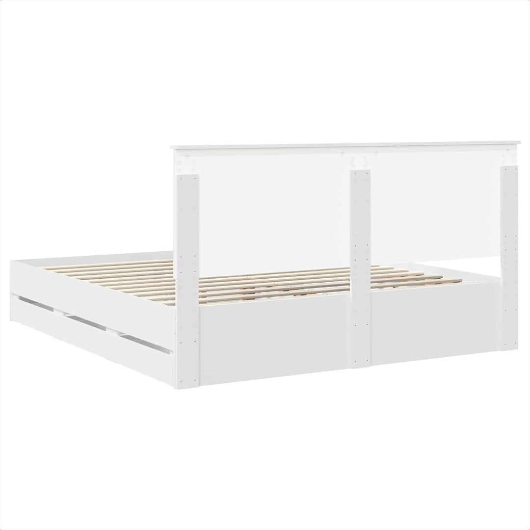 Sengestel med skuffe Hvid 180 x 200 cm Ingeniørtræ