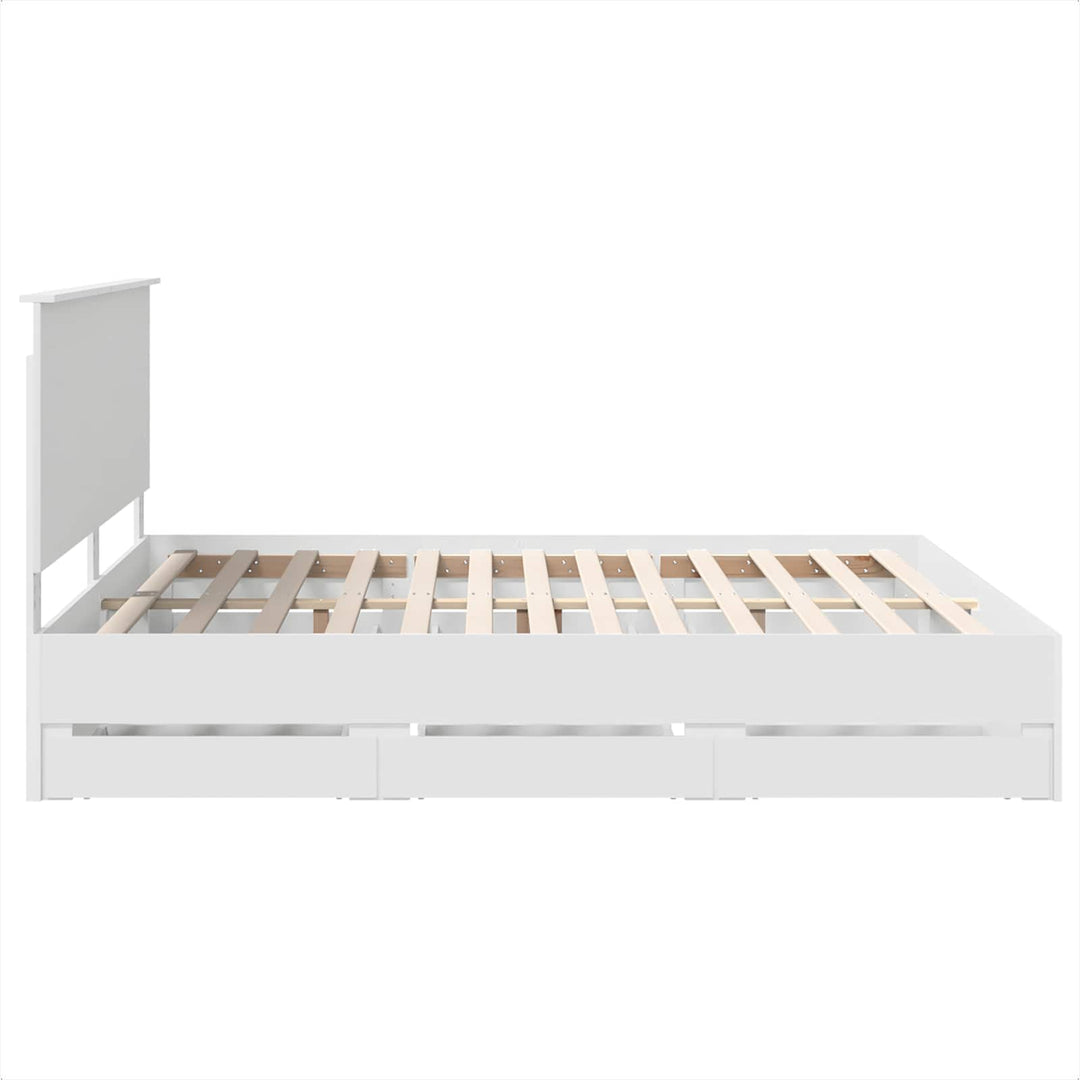 Sengestel med skuffe Hvid 180 x 200 cm Ingeniørtræ