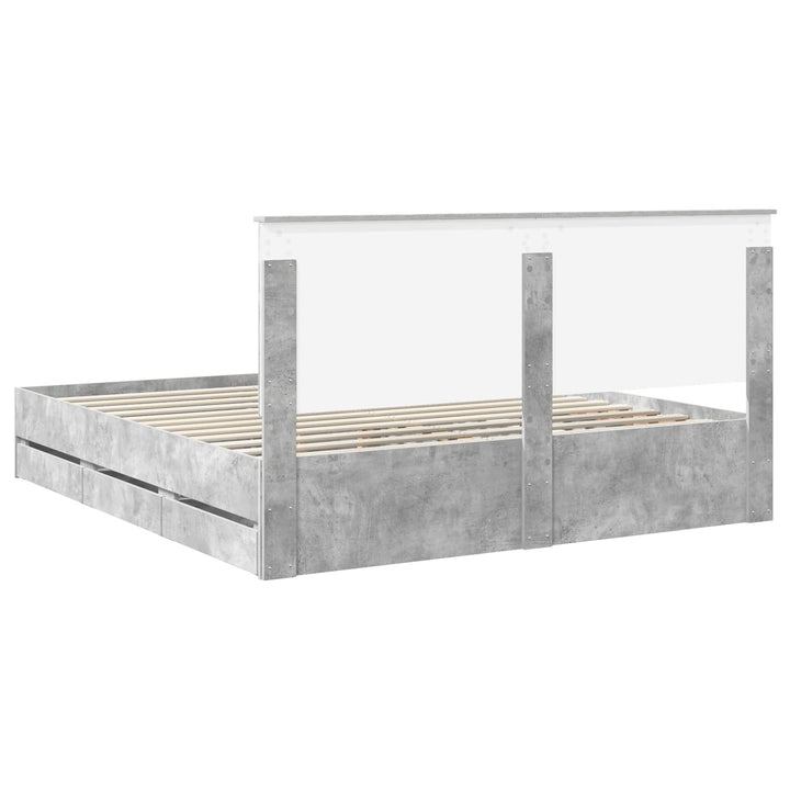 Sengestel med skuffe Beton Grå 180 x 200 cm Ingeniørtræ