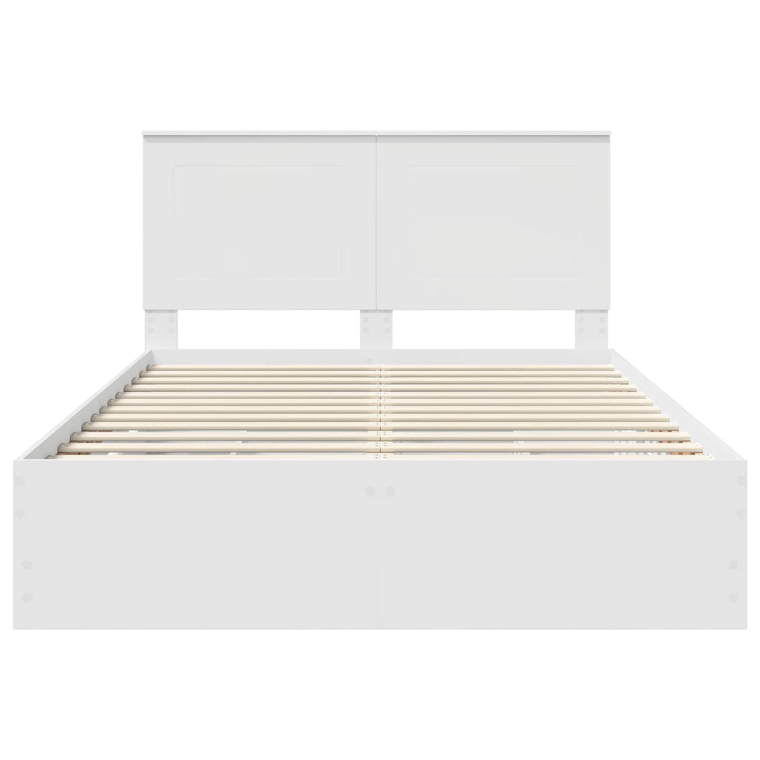 Sengestel med skuffe Hvid 150 x 200 cm Ingeniørtræ