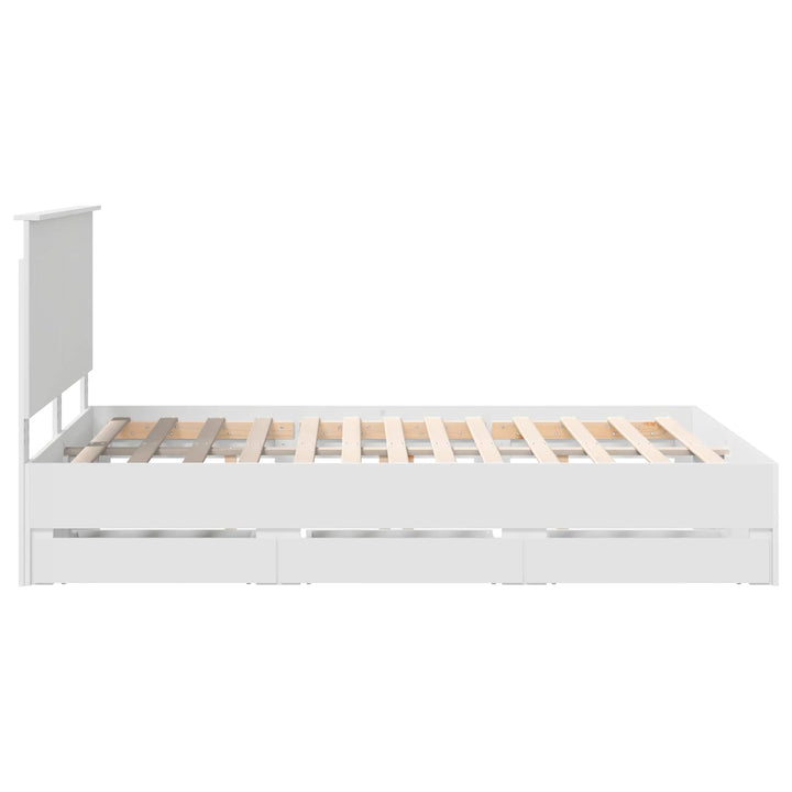 Sengestel med skuffe Hvid 150 x 200 cm Ingeniørtræ