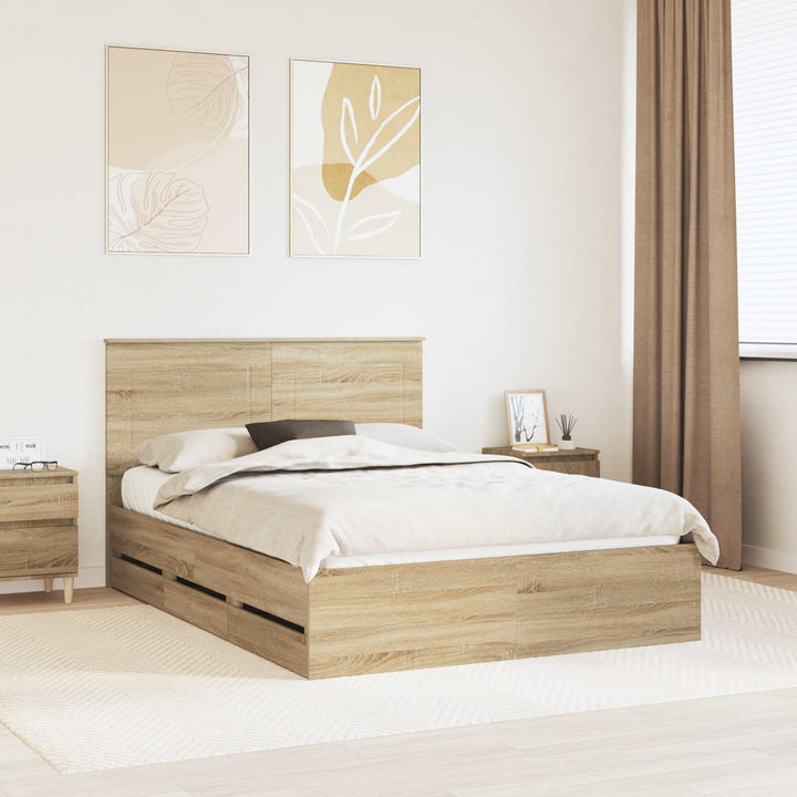 Sengestel med skuffe Sonoma eg 150 x 200 cm Ingeniørtræ