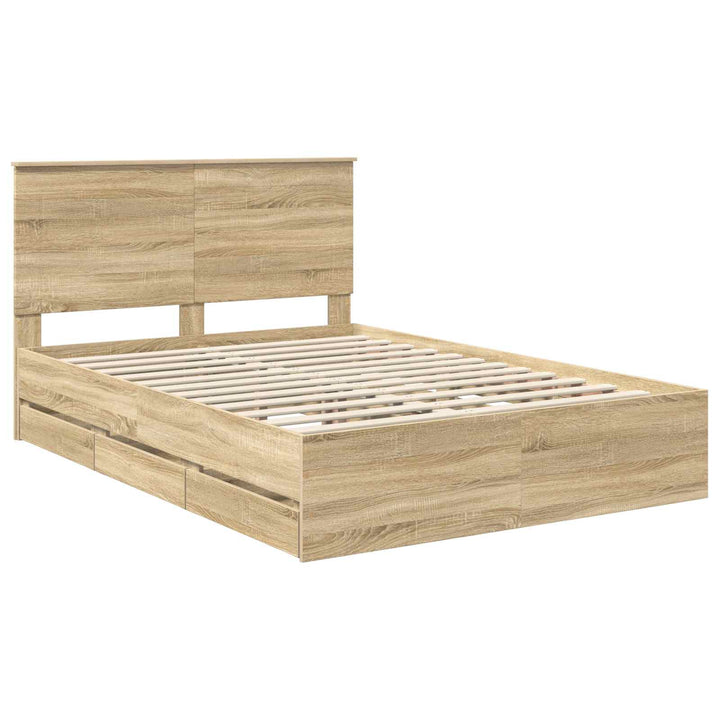Sengestel med skuffe Sonoma eg 150 x 200 cm Ingeniørtræ