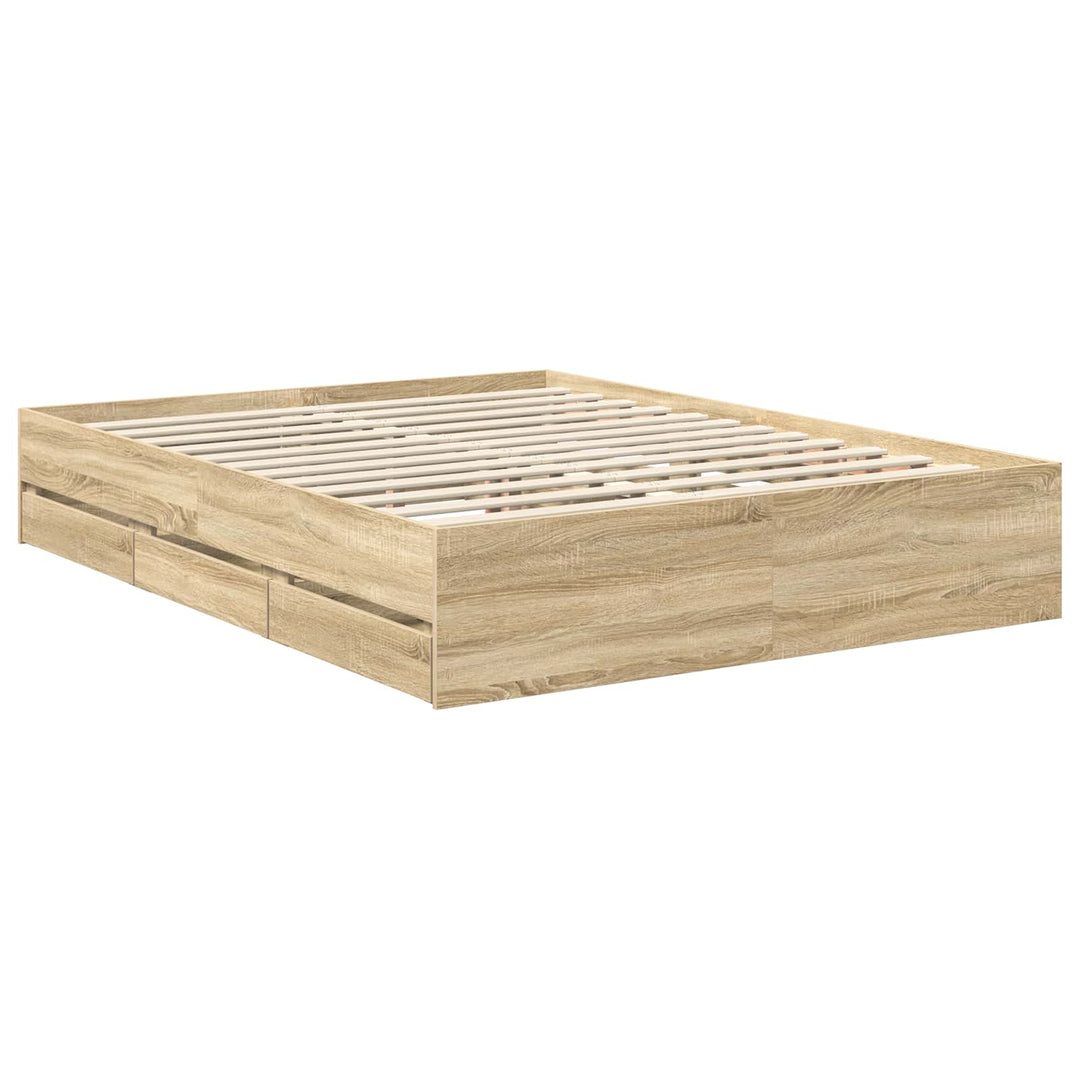Sengestel med skuffe Sonoma eg 150 x 200 cm Ingeniørtræ