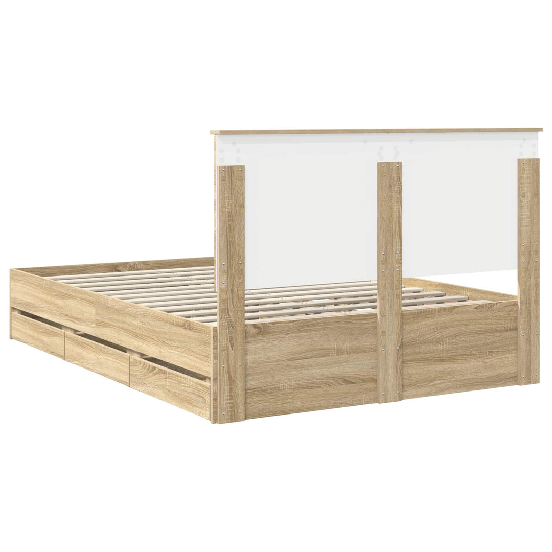 Sengestel med skuffe Sonoma eg 150 x 200 cm Ingeniørtræ