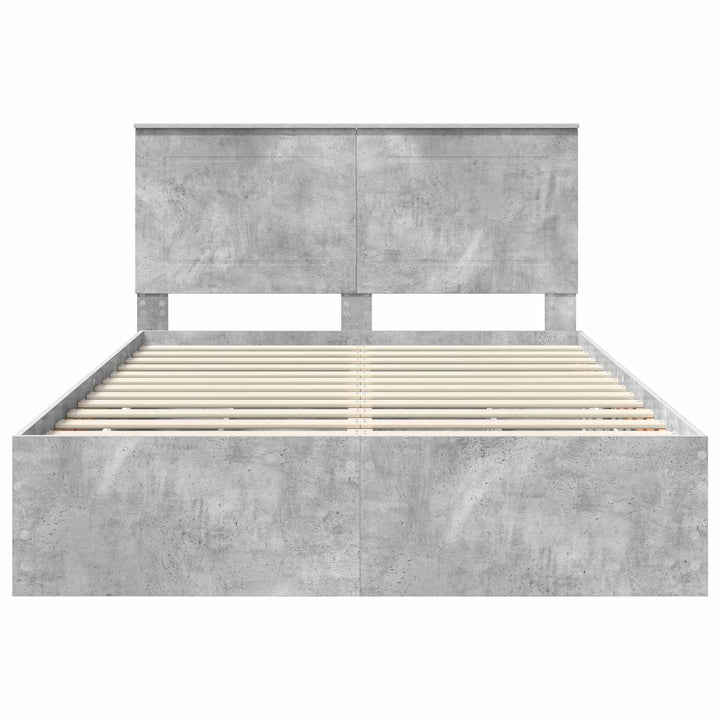 Sengestel med skuffe Beton Grå 150 x 200 cm Ingeniørtræ