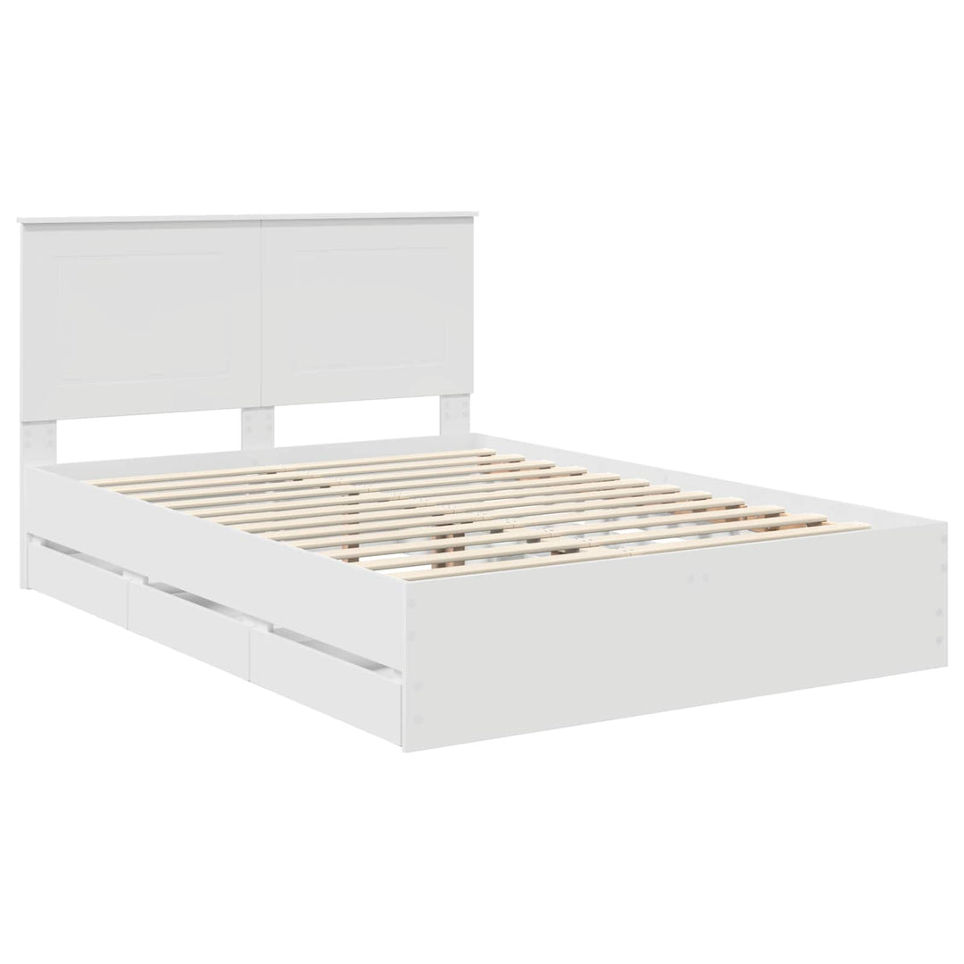 Sengestel med skuffe Hvid 140 x 190 cm Ingeniørtræ