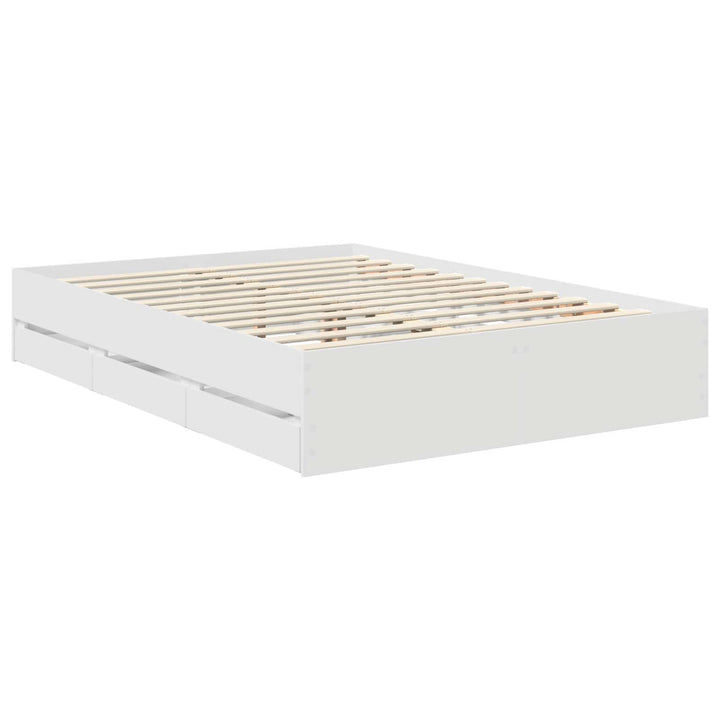 Sengestel med skuffe Hvid 140 x 190 cm Ingeniørtræ
