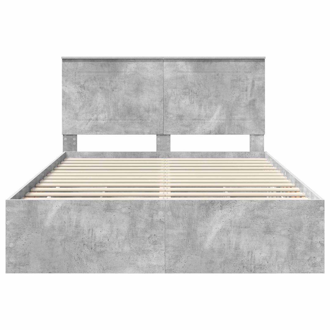 Sengestel med skuffe Beton Grå 140 x 190 cm Ingeniørtræ