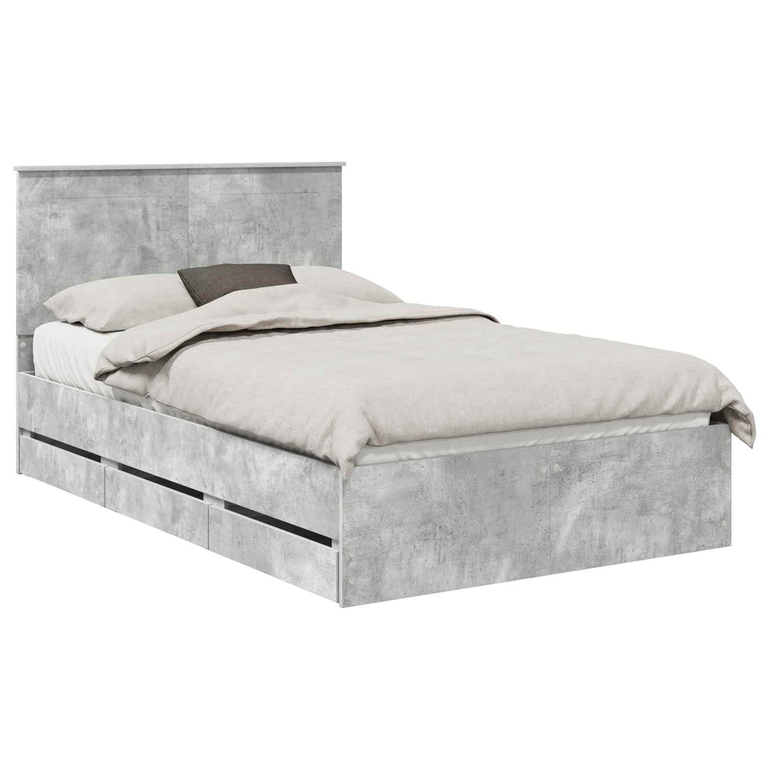 Sengestel med skuffe Beton Grå 135 x 190 cm Ingeniørtræ