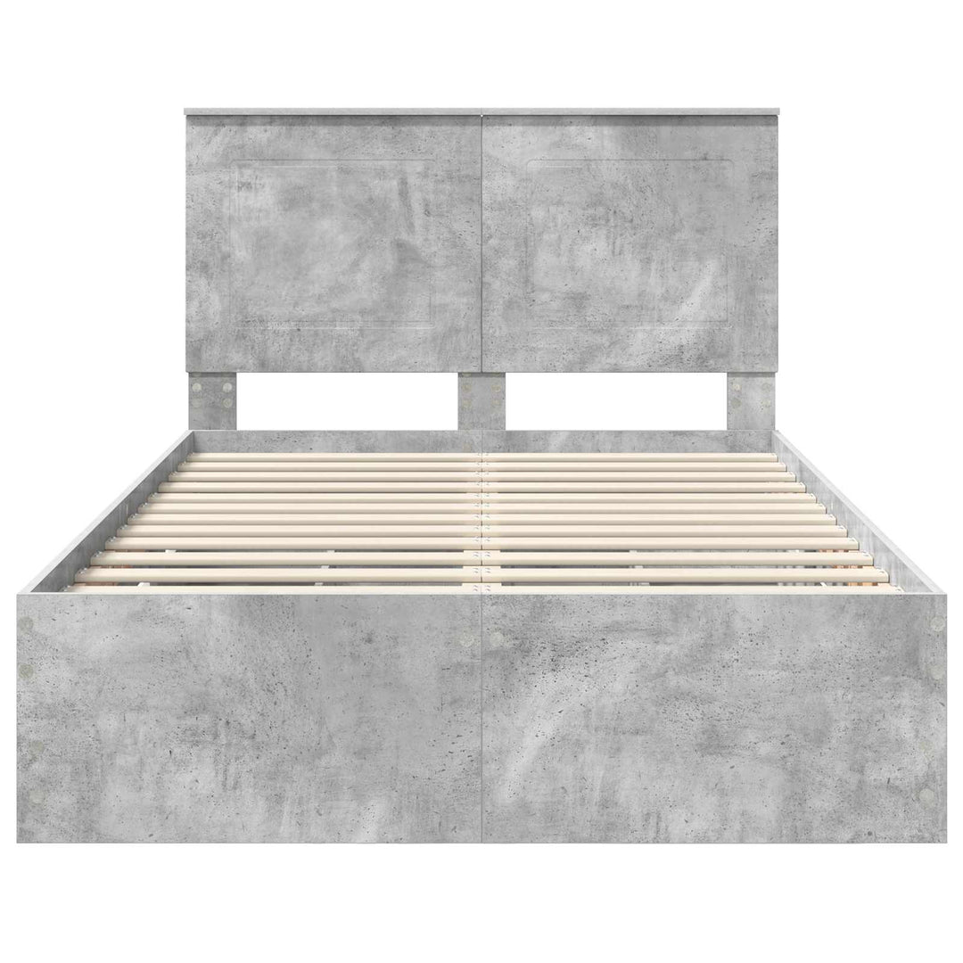Sengestel med skuffe Beton Grå 135 x 190 cm Ingeniørtræ